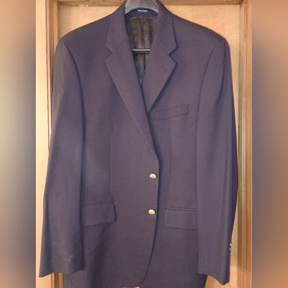 Chaps Ralph Lauren Mens 44L Classic Blue Blazer Gold Buttons